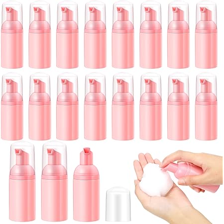 24 Pcs Foam Pump Bottles 1 Oz/ 30 ml Travel Soap Bottle Plastic Mini Empty Dispenser Foaming Bottles for Refillable Hand Sanitizer Lash Shampoo Bottles (Pink)