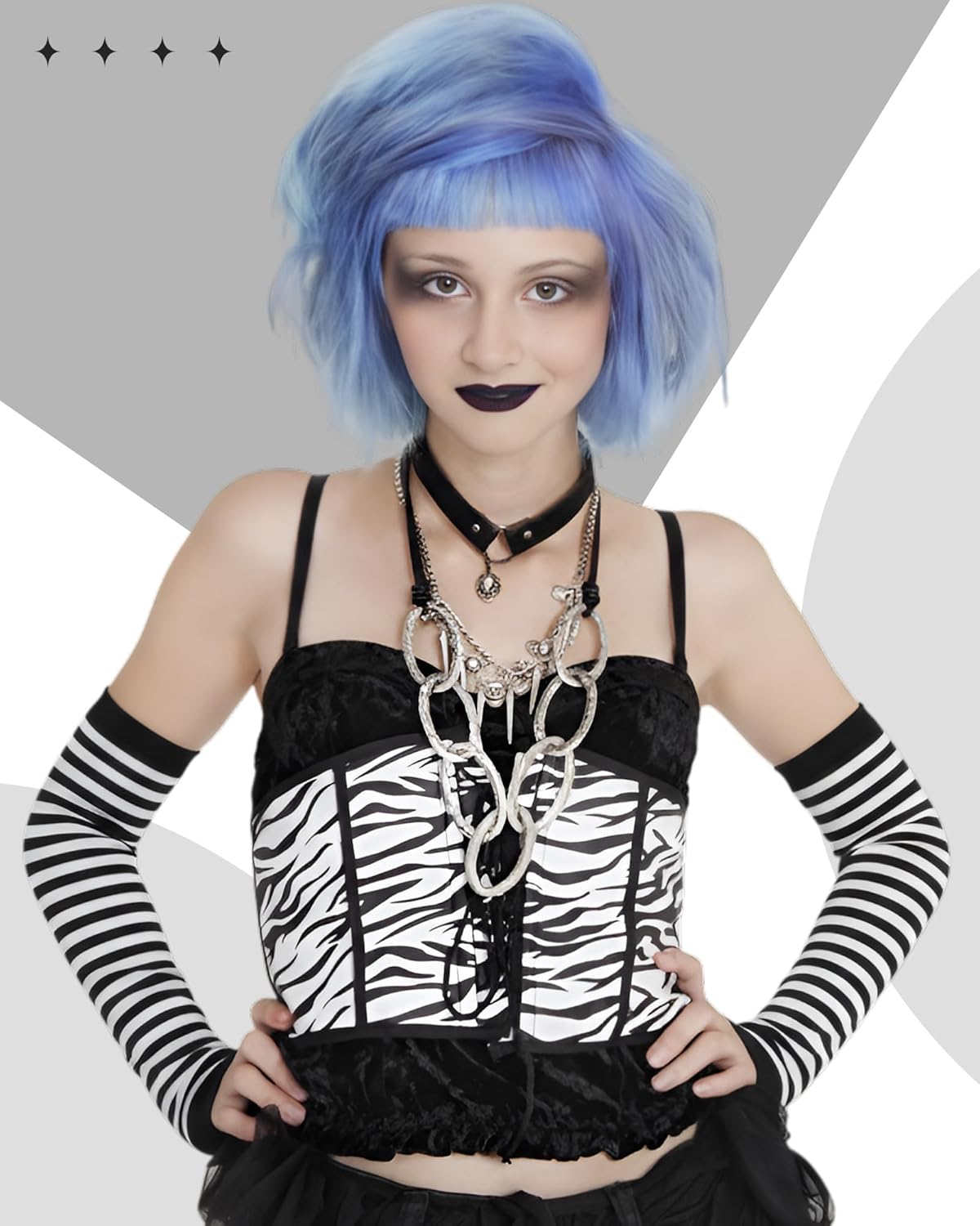 Syhood 2 Set Womens Rainbow Striped Knee High Socks Arm Warmer Fingerless Gloves Set for Girls Women Mardi Gras Themed Party - Image 2