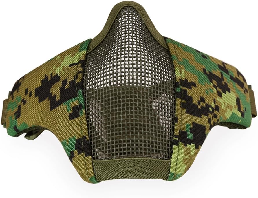 Airsoft Mask Tactical Goggles Set, Foldable Half Face Mesh Mask with Airsoft Goggles Set, Tactical Airsoft Gear for Hunting, BBS, Shooting, Paintball (Camo)