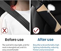 Vista 3 de BESULEN Fundas para cinturón de seguridad de automóvil, 2 unidades de malla de cuero, protector universal para correa de hombro para cinturón