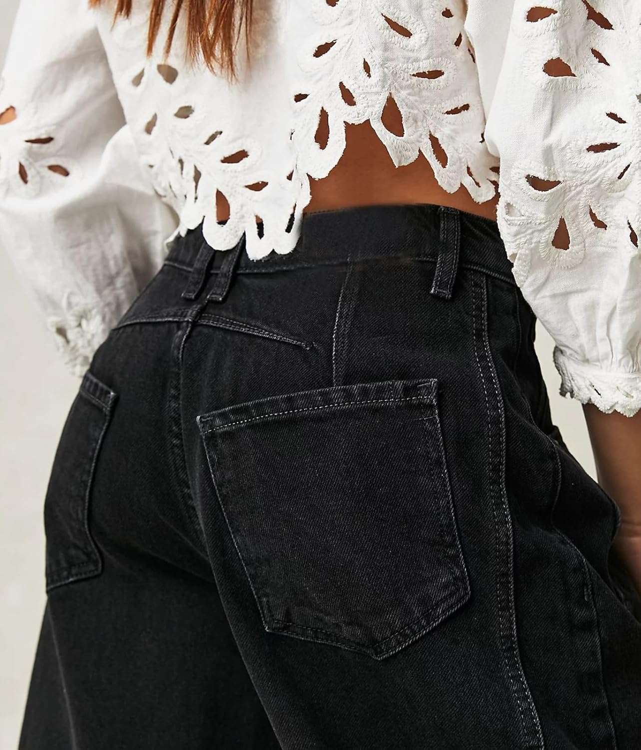 CHARTOU Women's Wide Leg Cropped Baggy Y2k Mid Rise Jeans - Boyfriend Harem Denim Pants - Image 4