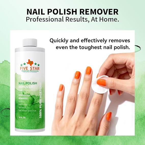 100% Pure Acetone (16 Fl/Oz) -ACS Grade, Made in USA, Professional Strength Nail Polish Remover for Nail Polish, Gels, Acrylic and Sculptured Nails