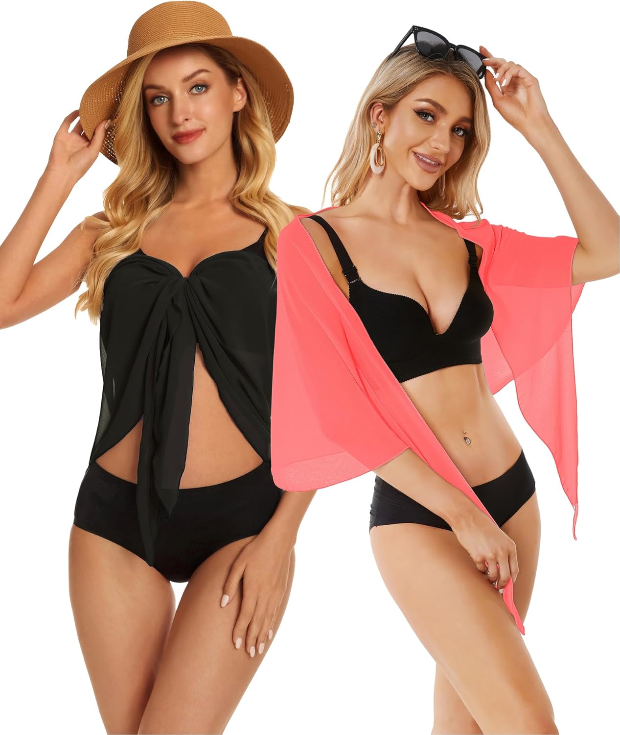 CHICGAL 2 Pieces Women Beach Sarong Bathing Suit Wrap Skirt Sheer Bikini Swimsuit Cover Ups for Swimwear - Image 5