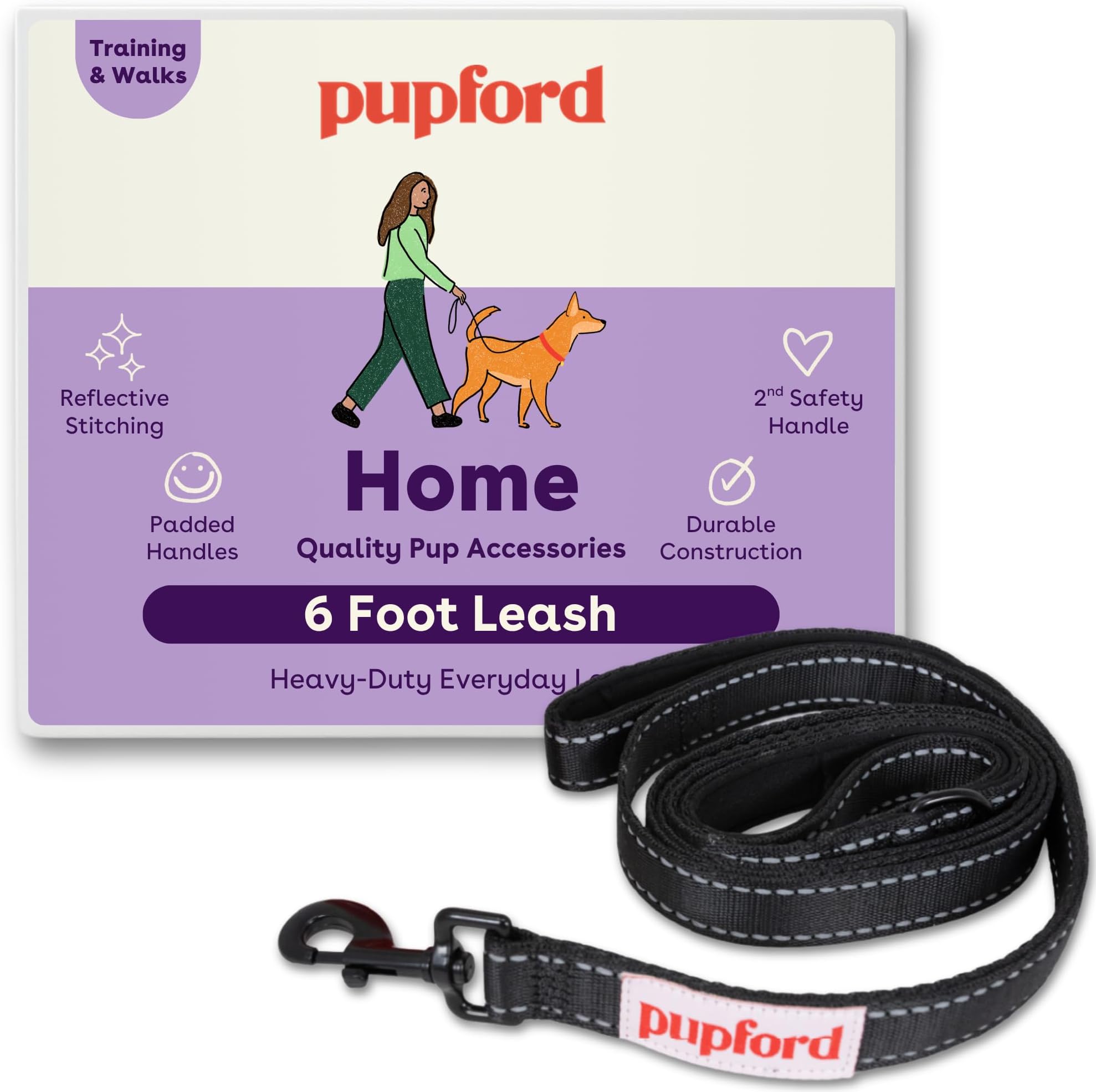 6 Foot Double Handle Heavy Duty Training Leash for Dogs