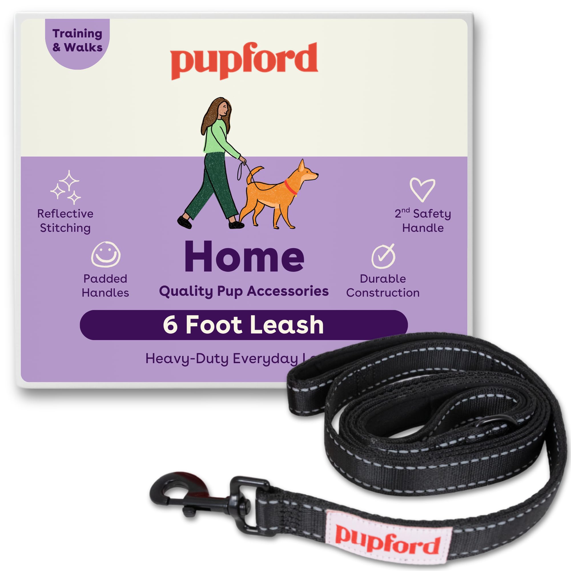 6 Foot Double Handle Heavy Duty Training Leash for Dogs