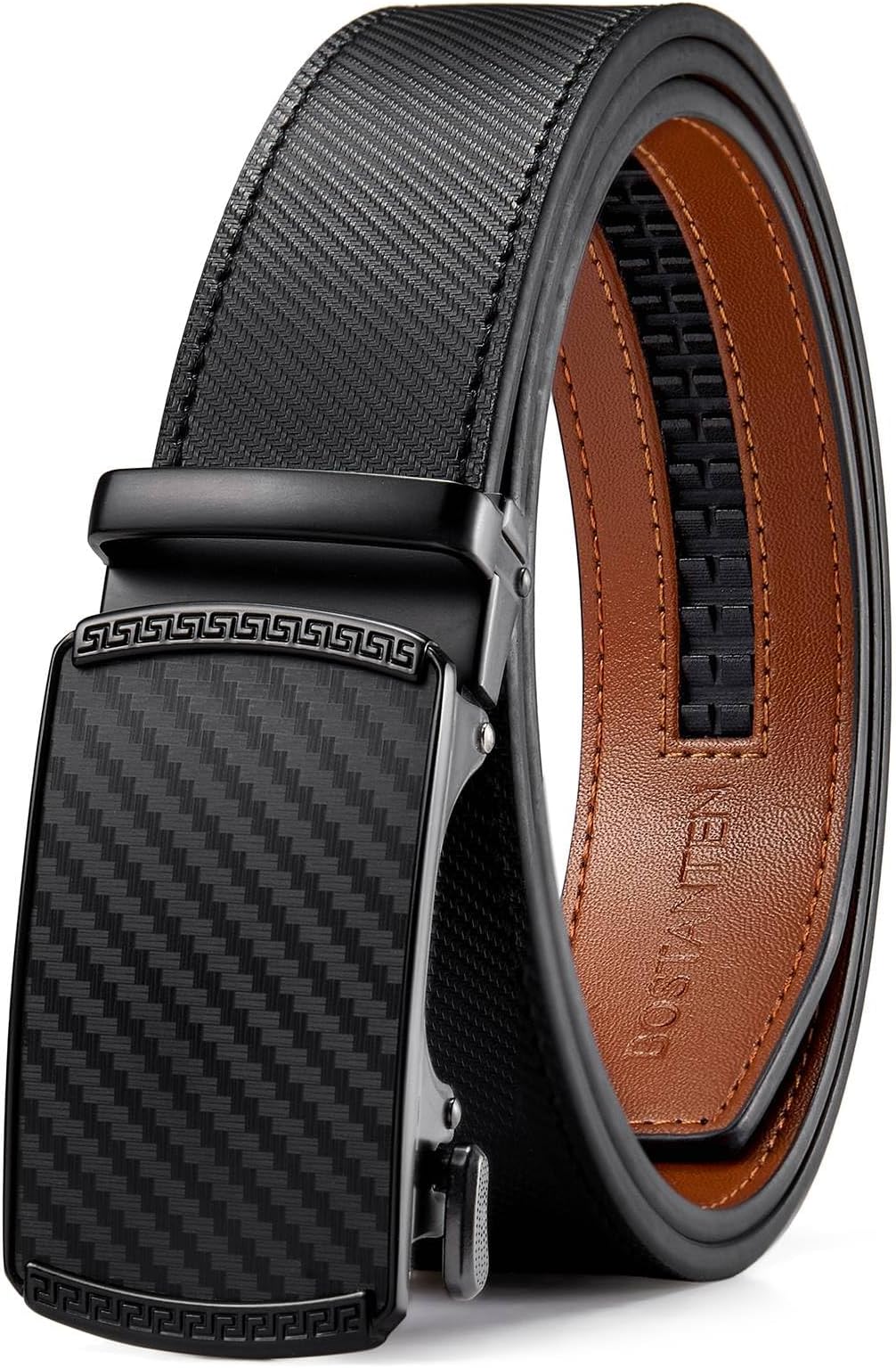 - Mens Belt Leather Ratchet Belt For Men Dress and Casual with Adjustable Buckle, Trim to Fit