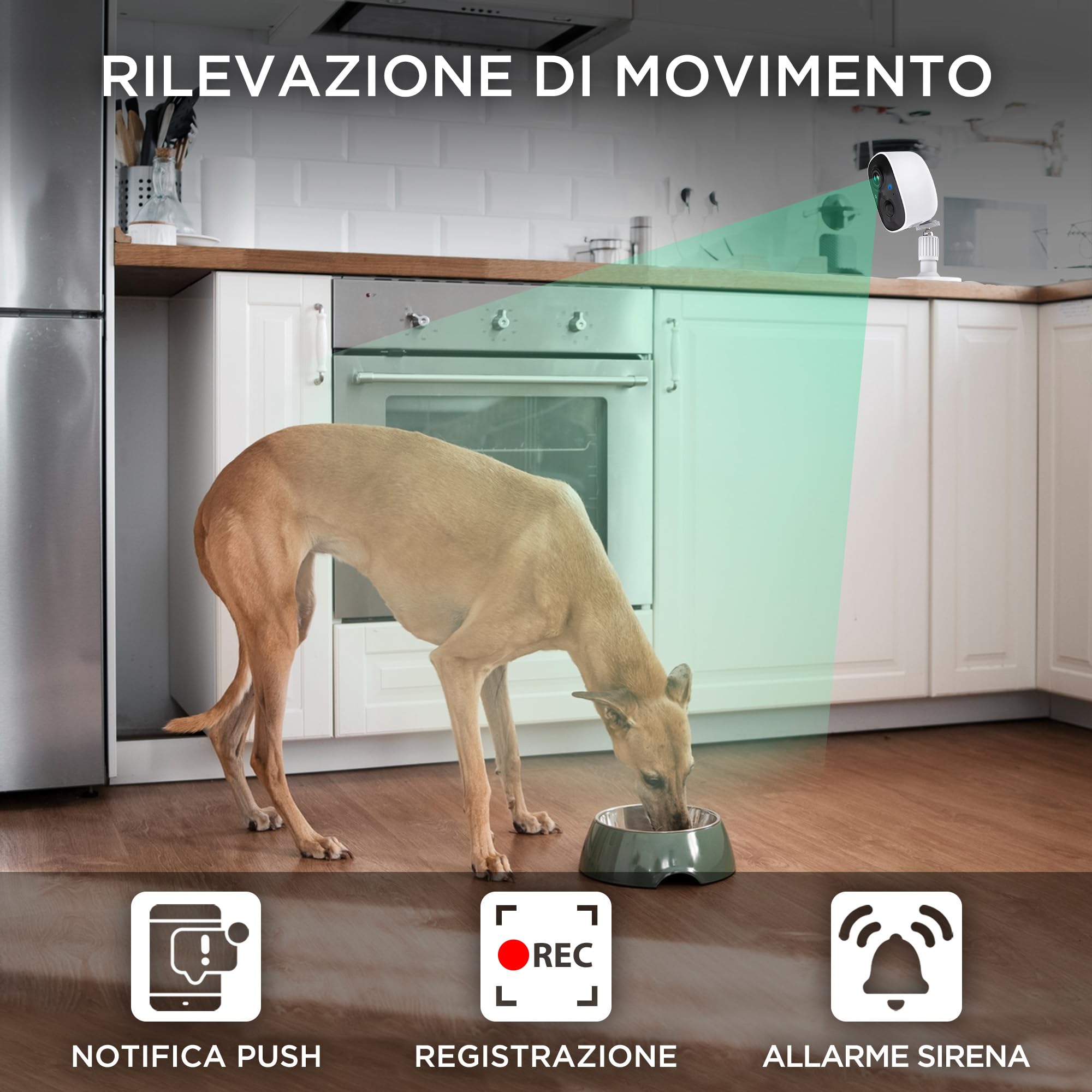 Atlantis Volta Pro Telecamera Wi-Fi 3MP a batteria, senza fili IP65 | Visione IR/LED, audio 2 vie, PIR movimento, MicroSD, app, notifiche push e cloud, cod. A16-VL82