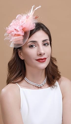 Miniatura 2 de Cizoe -Tocado con diadema, sombrero para mujer, para fiesta de té, para Kentucky Derby, para boda, cóctel, con flor decorativa, plumas y pinza