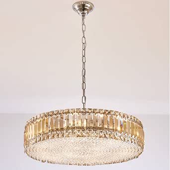 BEIRIO 9 Lights Chrome Round Modern K9 Crystal Pendant Light Chandelier ...