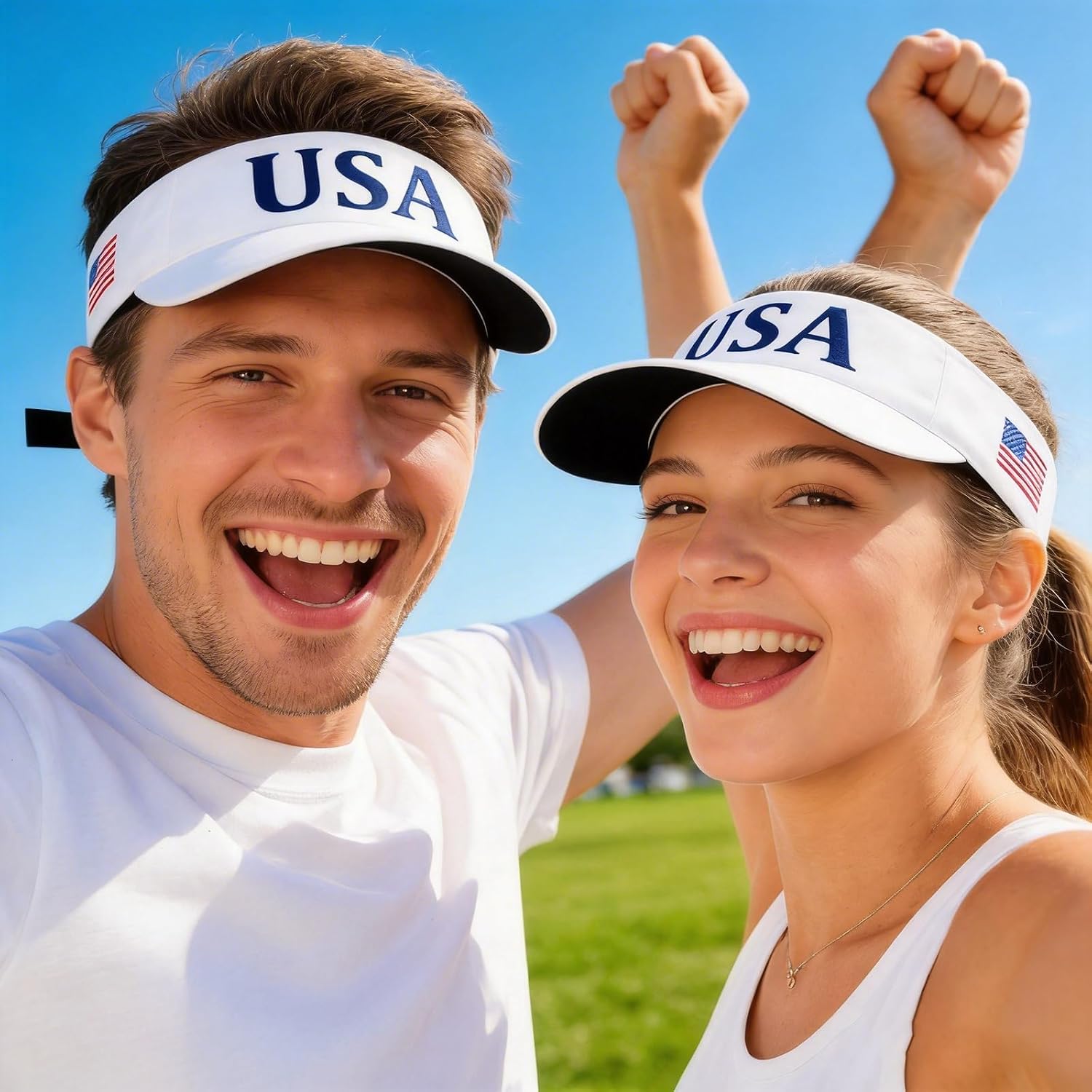 USA Visor Hat Sun Adjustable Sports Beach Cap Men Women Adults