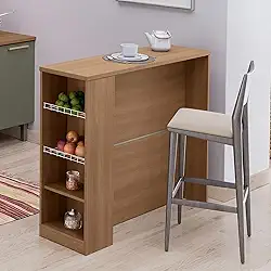 Bancada de Ilha para Cozinha 120 Cm com Fruteira Freijó