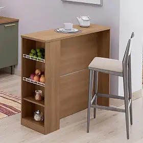 Bancada de Ilha para Cozinha 120 Cm com Fruteira Freijó