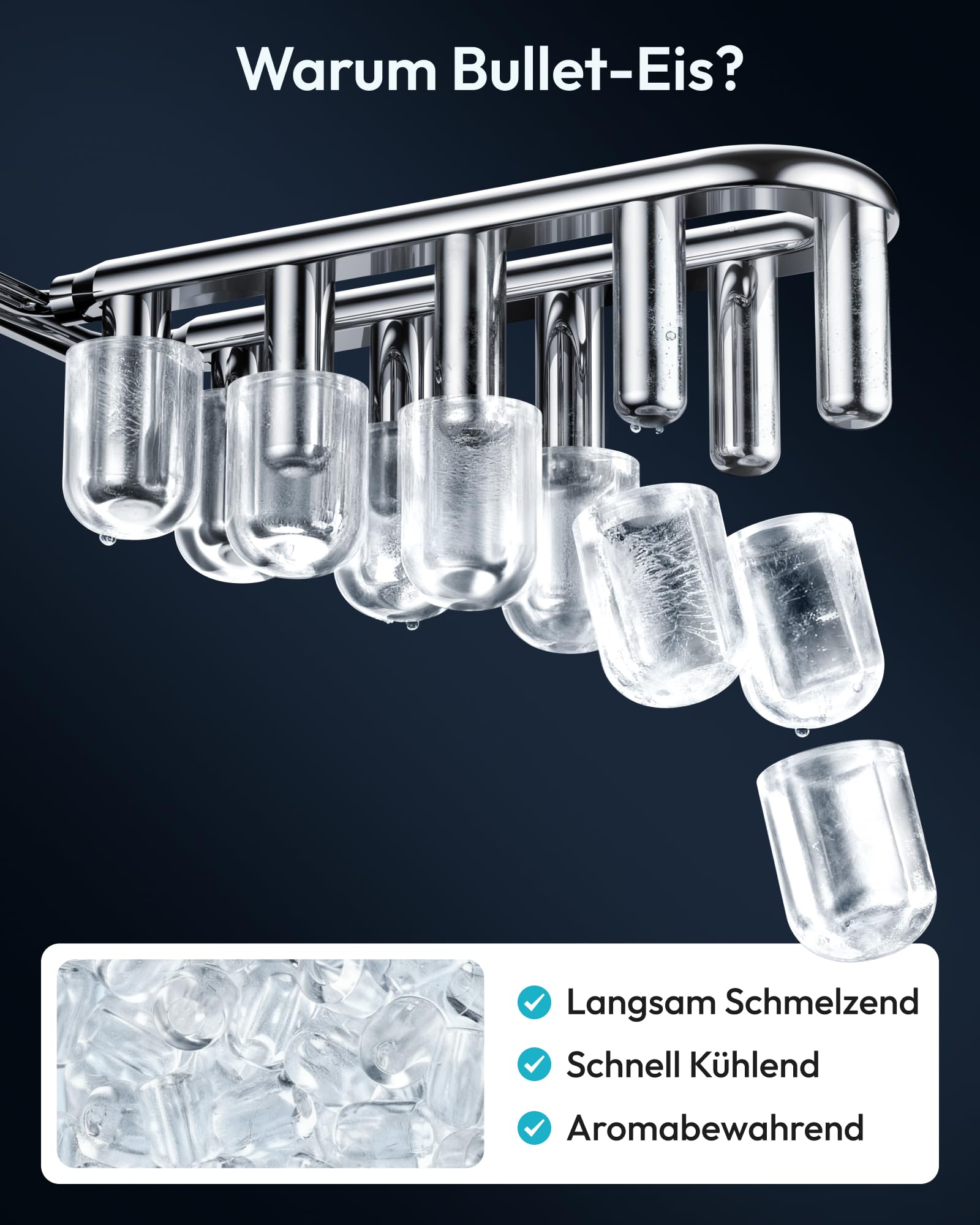 EUHOMY Eiswürfelmaschine 12KG Ice Maker Selbstreinigend Schwarz Tragbarer Griff