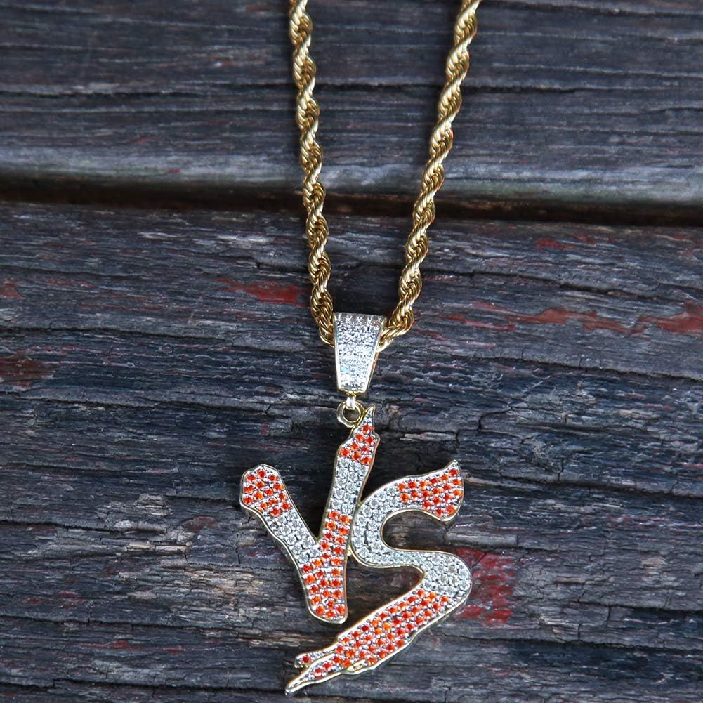 Iced Out VS Pendant 18K Gold Plated Chain Bling CZ Simulated Diamond Hip Hop Necklace for Men Women