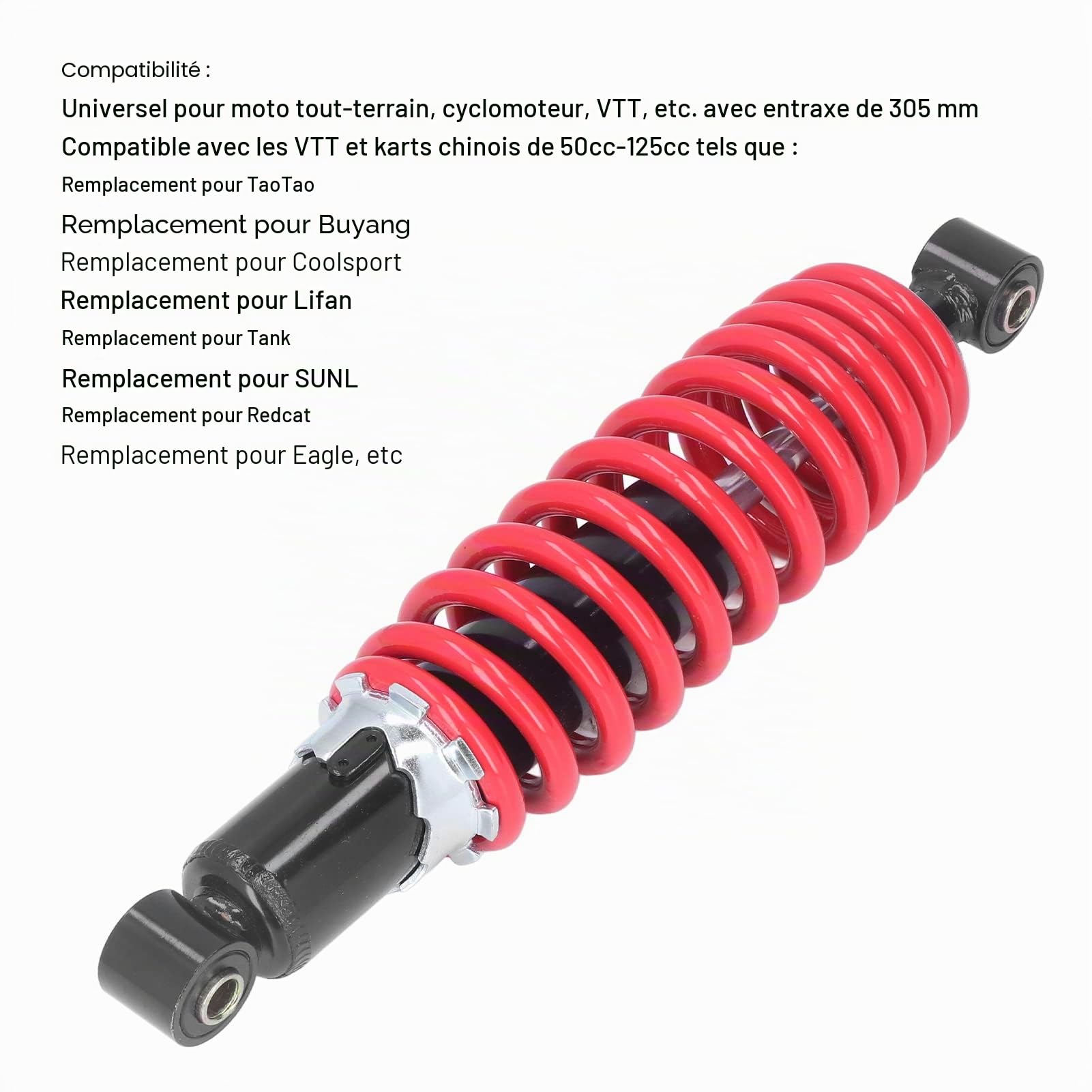Tissting Amortisseur Arrière Moto,305mm Amortisseur ATV 5 Niveaux Réglables