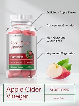 Horbaach Apple Cider Vinegar Gummies | 90 Count | Apple Flavor ACV Dietary Supplement for Adults | Vegan, Non-GMO & Gluten Free