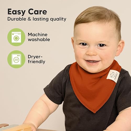 Miniatura 7 de Paquete de 8 baberos orgánicos tipo bandana para bebé, elegantes baberos unisex, baberos tipo bandana súper absorbentes, baberos para dentición