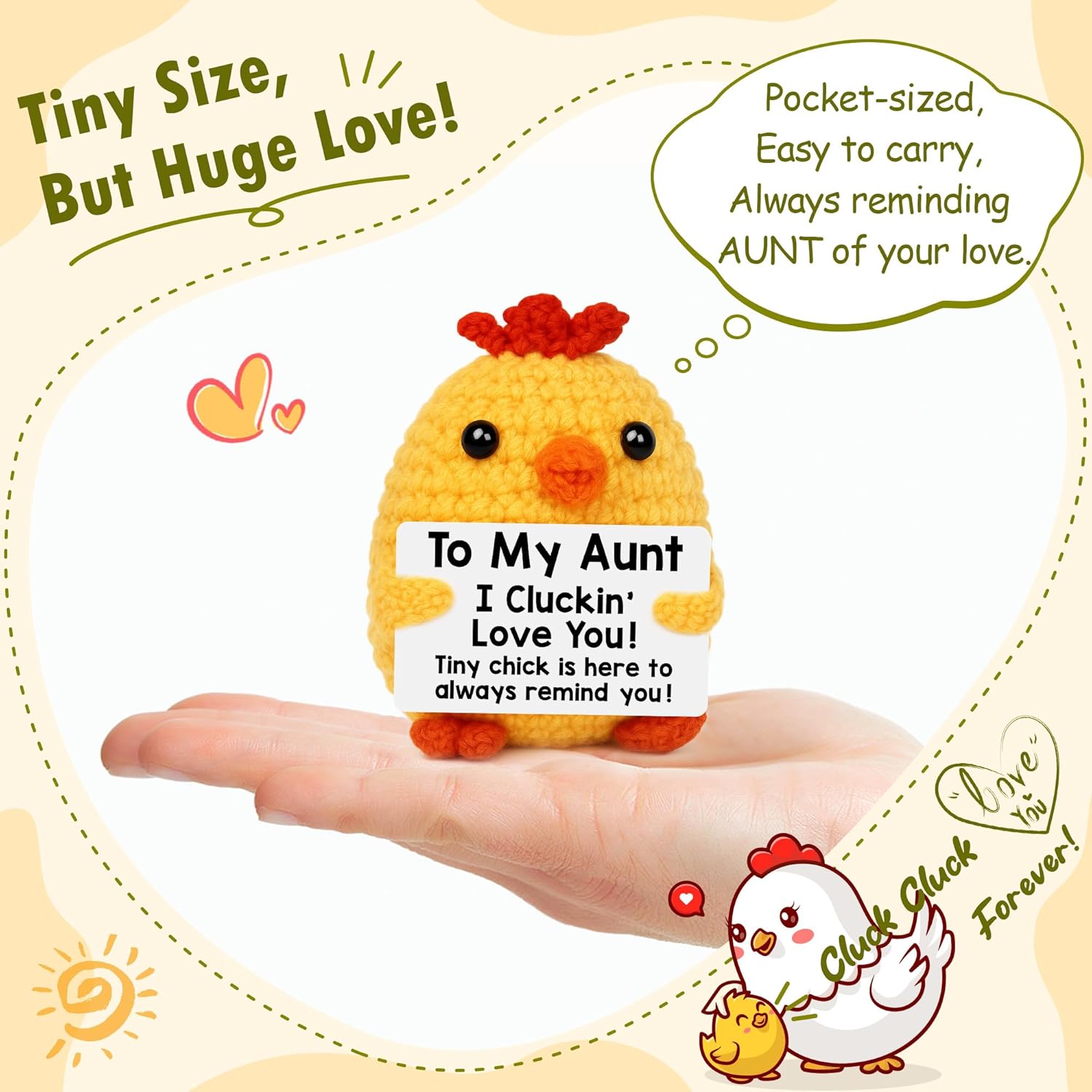 BdayPtion Aunt Birthday Gifts from Niece Nephew, Auntie Easter Gifts, Mothers Day I Love You Aunt Present, Best Auntie Ever Gift, Funny Handmade Crochet Animals Chicken Decor - Image 2