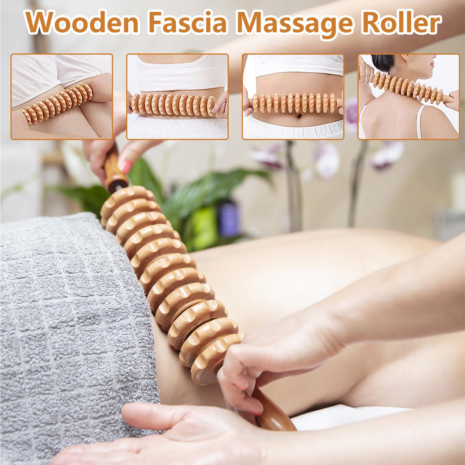 16 Pièces Massage Thérapeutique en Bois, Kit Maderotherapie Anti Cellulite Massage Professionnel pour Mise en Forme du Corps, Drainage Lymphatique, Soulagement des Douleurs Musculaires