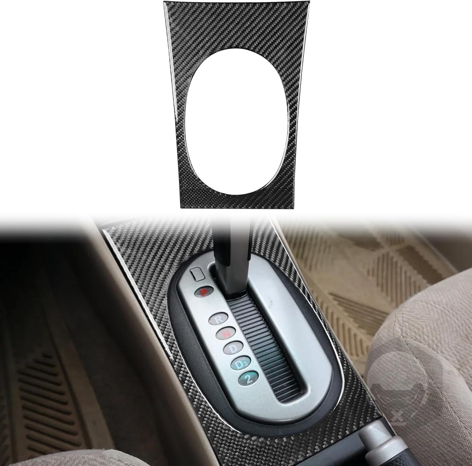 Real Carbon Fiber Car Center Control Gear Shift Surround Frame Sticker Cover Compatible with Honda Civic 2001 2002 2003 2004 2005 Accessories Black