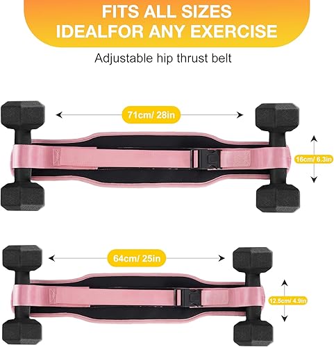 Miniatura 6 de Cinturón de empuje de cadera para mancuernas, pesas rusas, platos, cinturón de glúteos de alta calidad para mujereshombres, banda de empuje de