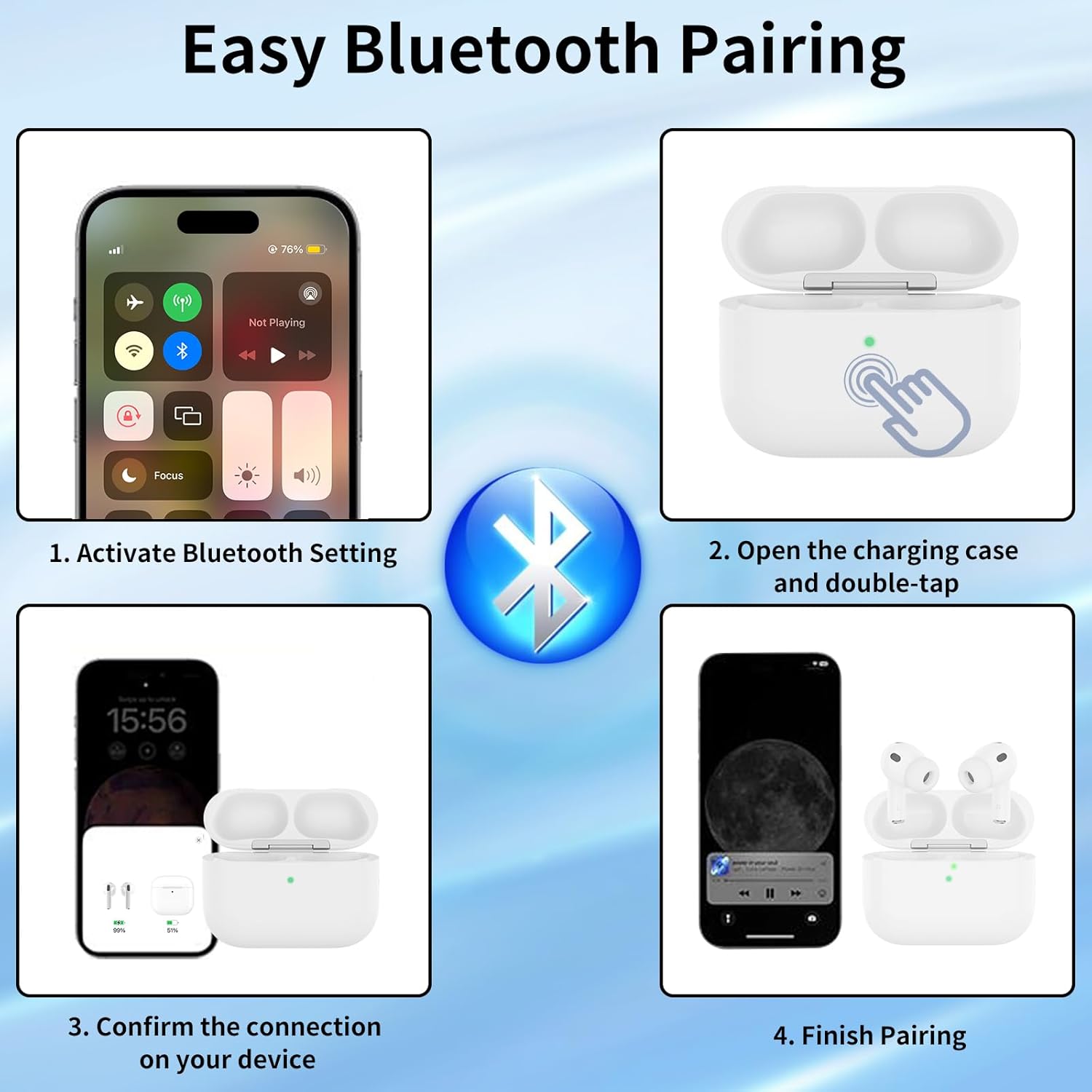 Wireless Charging Case Compatible with AirPods Pro 3 Generation, USB-C Port AirPods Pro 3 Charging Case Replacement, No Earbuds