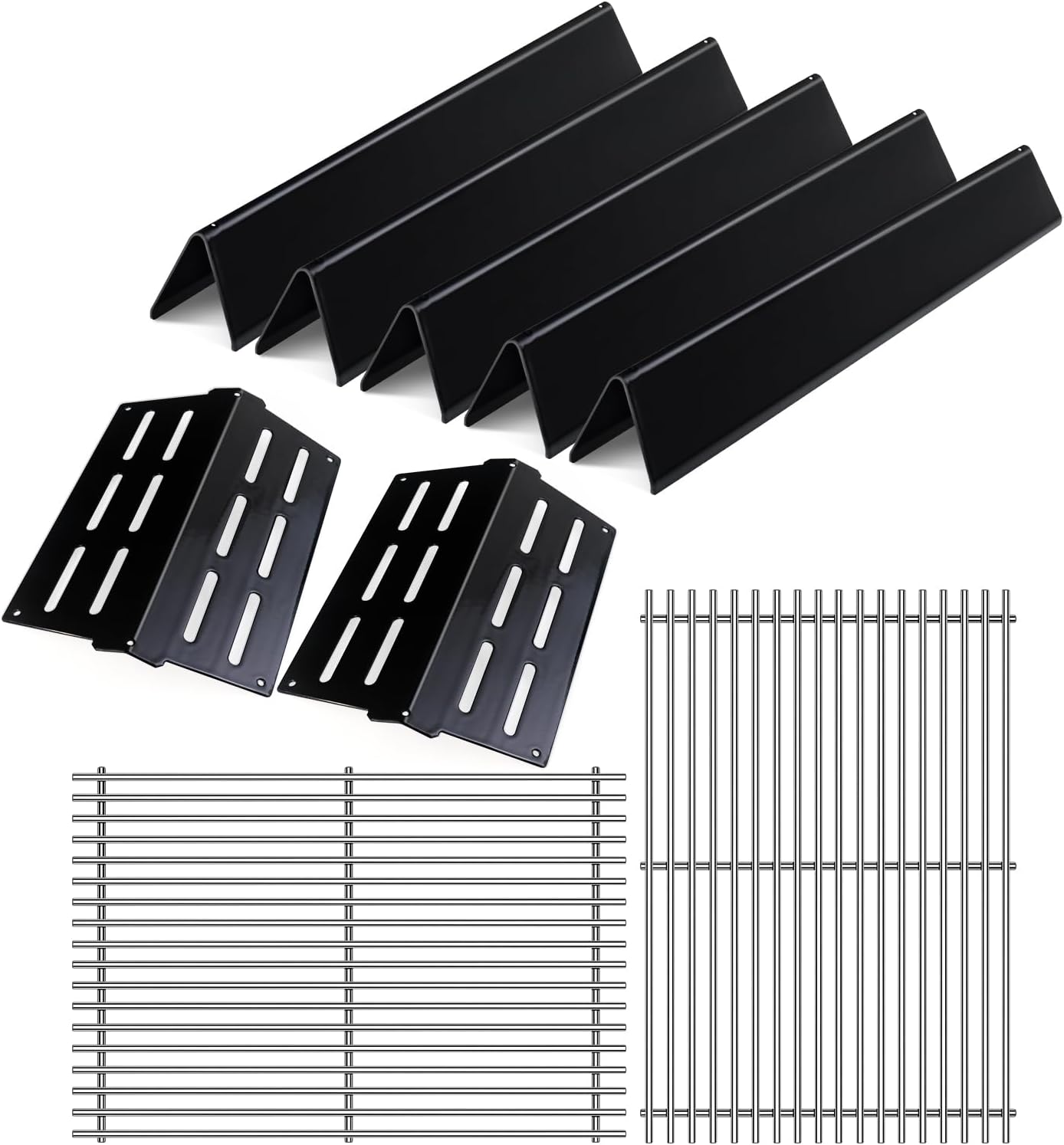 Porcelain Steel Heat Deflectors Flavorizer Bars with 2Pack Cooking Grates for Weber Genesis Grill Replacement Parts E-310 E-320 E-330 S-310 S320 S-330 EP-310 EP-320 7524 7528 7620 7622 Replace