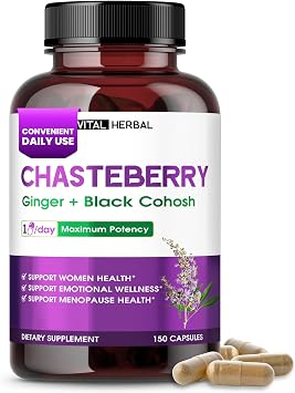 VITAL HERBAL Liposomal Chasteberry with Ginger & Black Cohosh Supports Hormone Balance, Emotional Wellness & Menopause Health 150 Capsules
