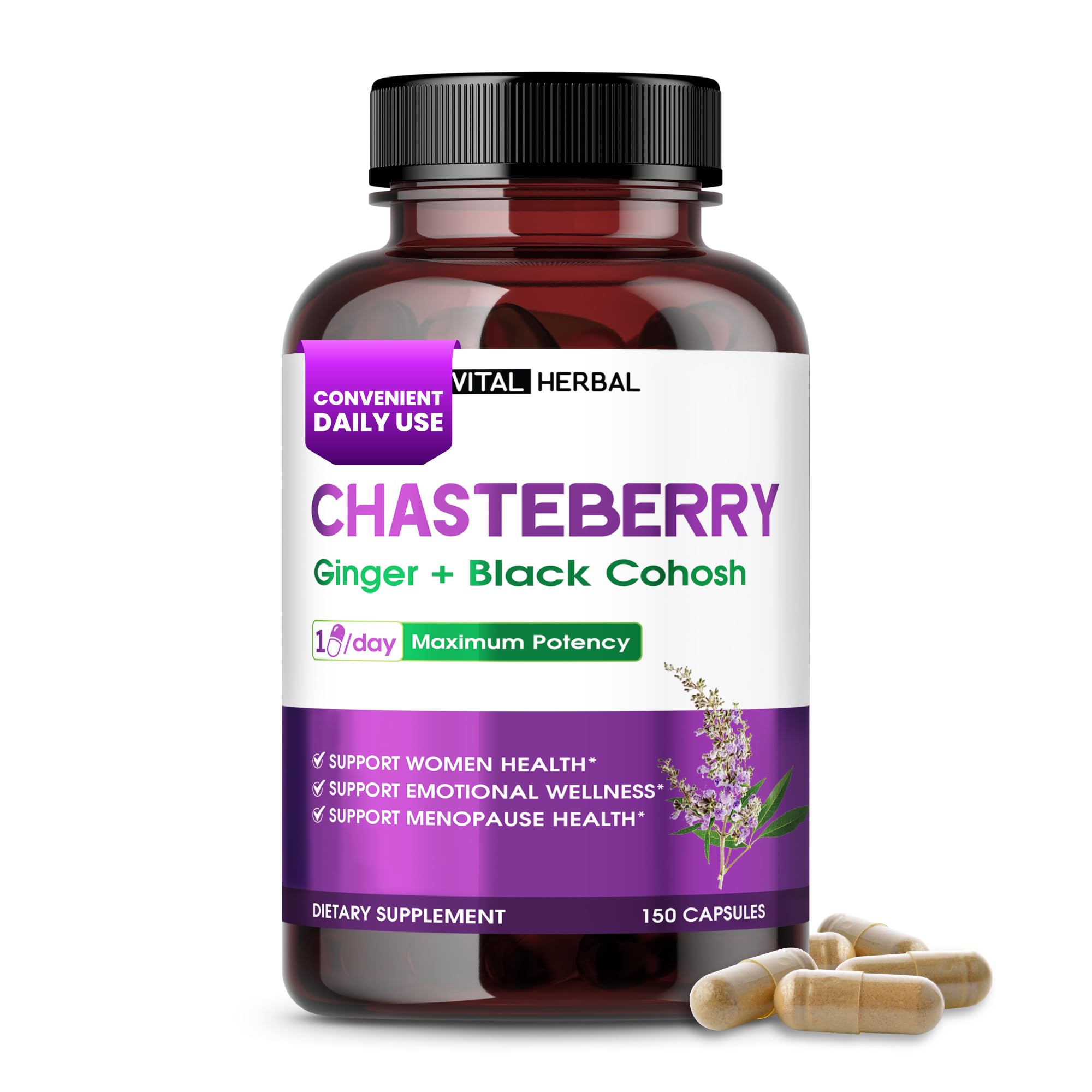 Vital Herbal Complete Chasteberry 12-in-1 with Black Cohosh, 150 Capsules 150 count (pack of 1)