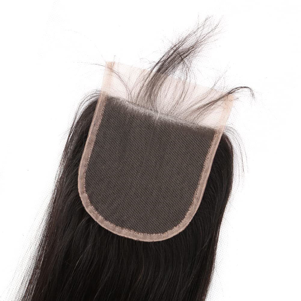 Bella Hair Cuticle Aligned Straight Human Hair Top Closure 4x4 Remy Virgin Hair Free Part Lace Closure with Baby Hair (16inch)
