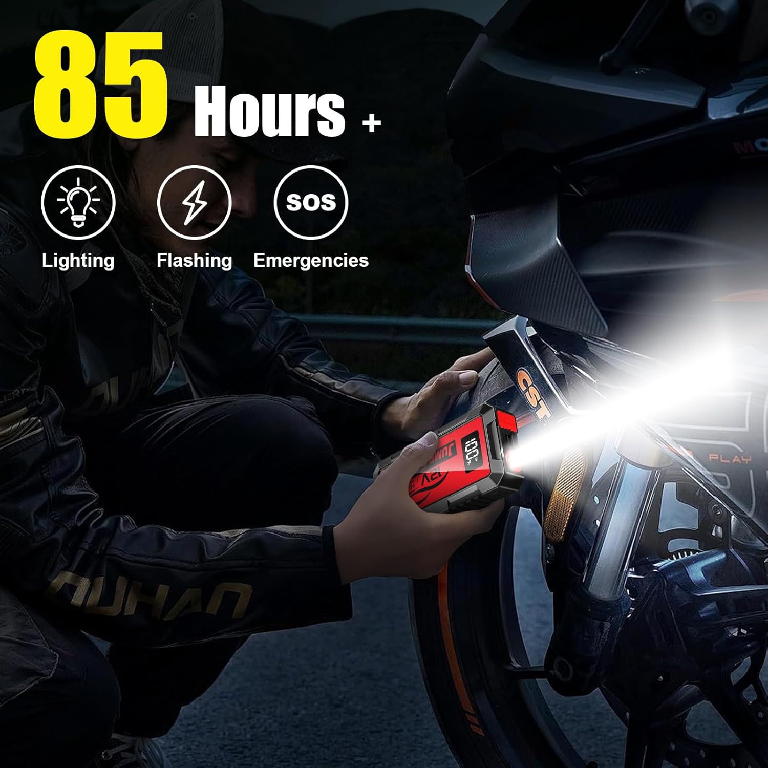 8000A Car Jump Starter, 12V Jump Starter Battery Pack (All Gas,up to 10.0L Diesel Engine) Jumper Cables Portable Lithium Jump Box, USB Output and LED Light - Image 5