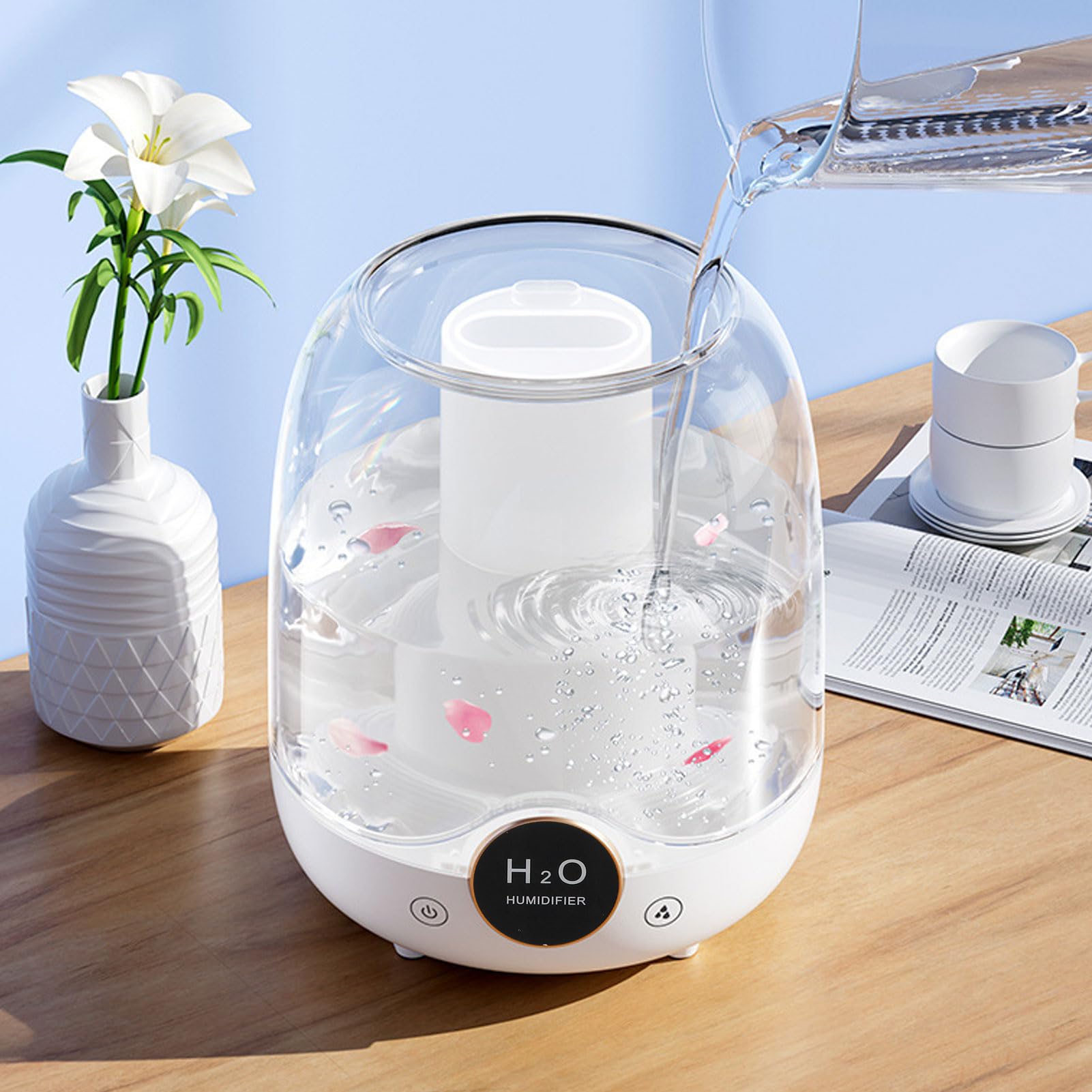 Cryfokt Piccolo Umidificatore per Aromaterapia da 3 Litri, Doppio Spray per Ufficio Domestico, Funzionamento Silenzioso, Facile da Pulire, Materiale Plastico