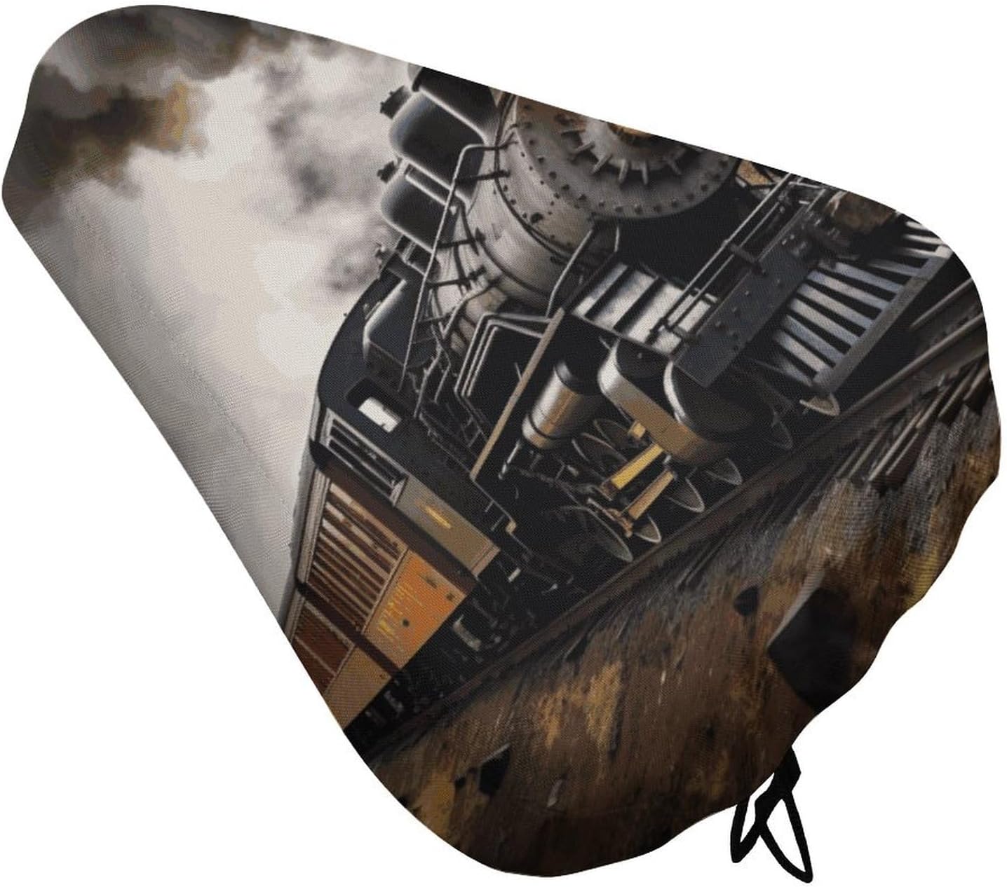 Steam Train Bike Seat Cushion Waterproof Road Bike Seat Cover for Women Men Comfort Bicycle Seat Rain Cover with Drawstring Padded Mountain Bikes Saddle Fit for Exercise Stationary Bikes