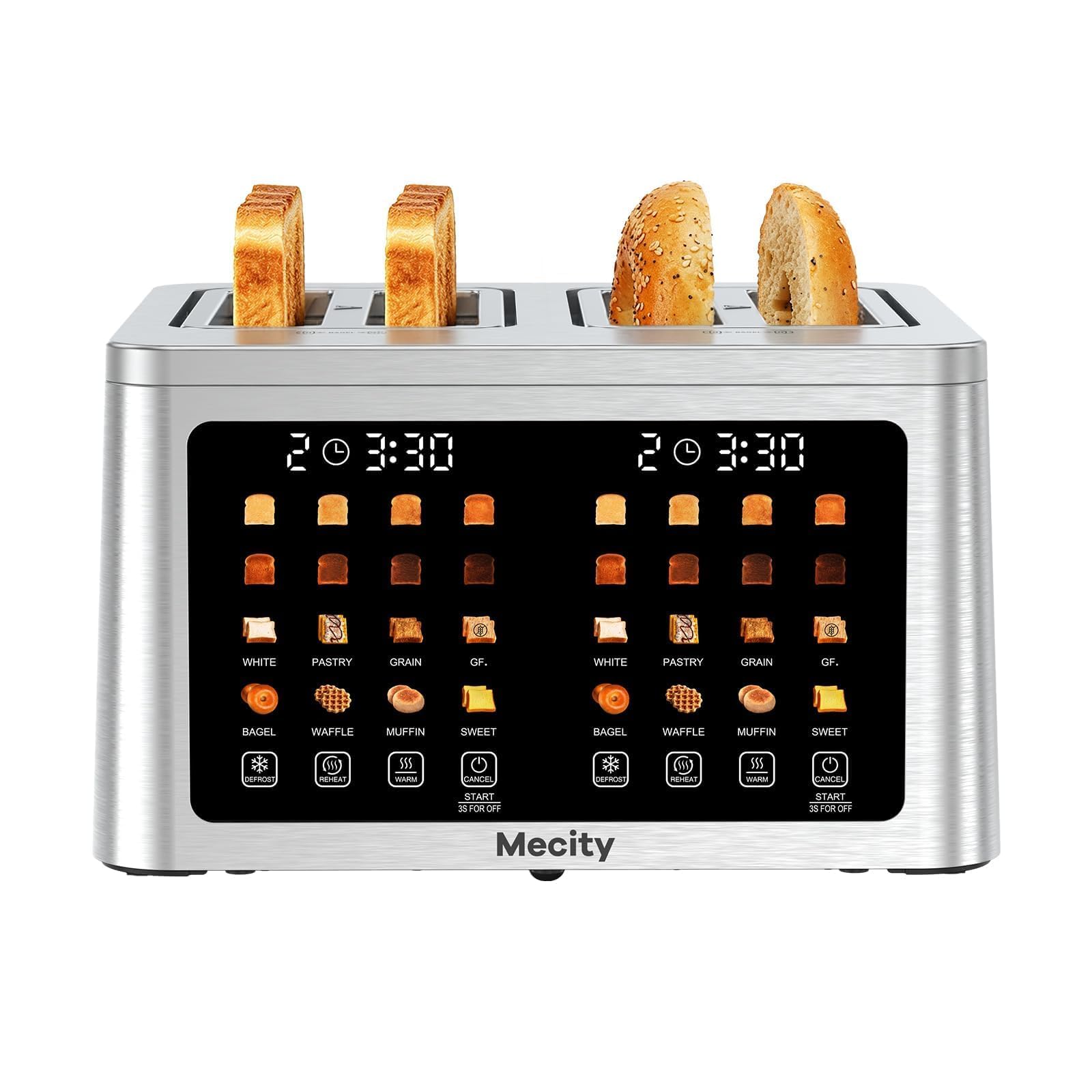 Mecity 4 Slice Toaster Wide Slot, Auto Lift Keep Warm Smart Toaster with Touch Screen