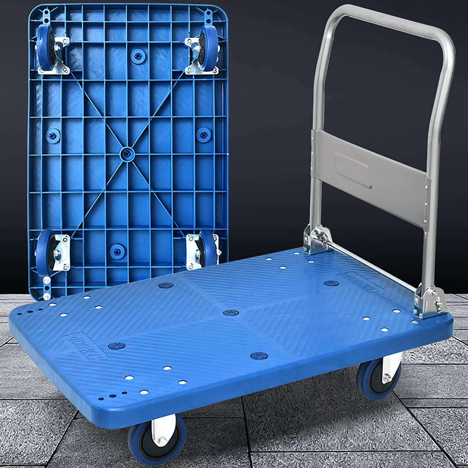 Chariot pliable charge lourde et roues 360° pour un transport fluide en intérieur et extérieur