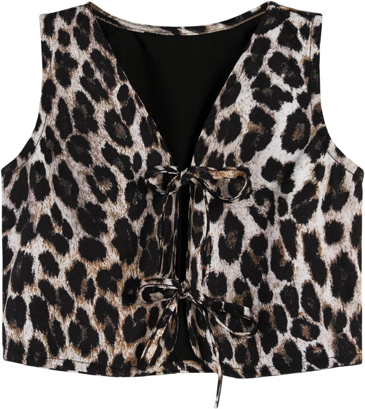Toddler Girls Leopard Print Vest Front Tie Cropped Waistcoat Sleeveless Top Kids Outerwear