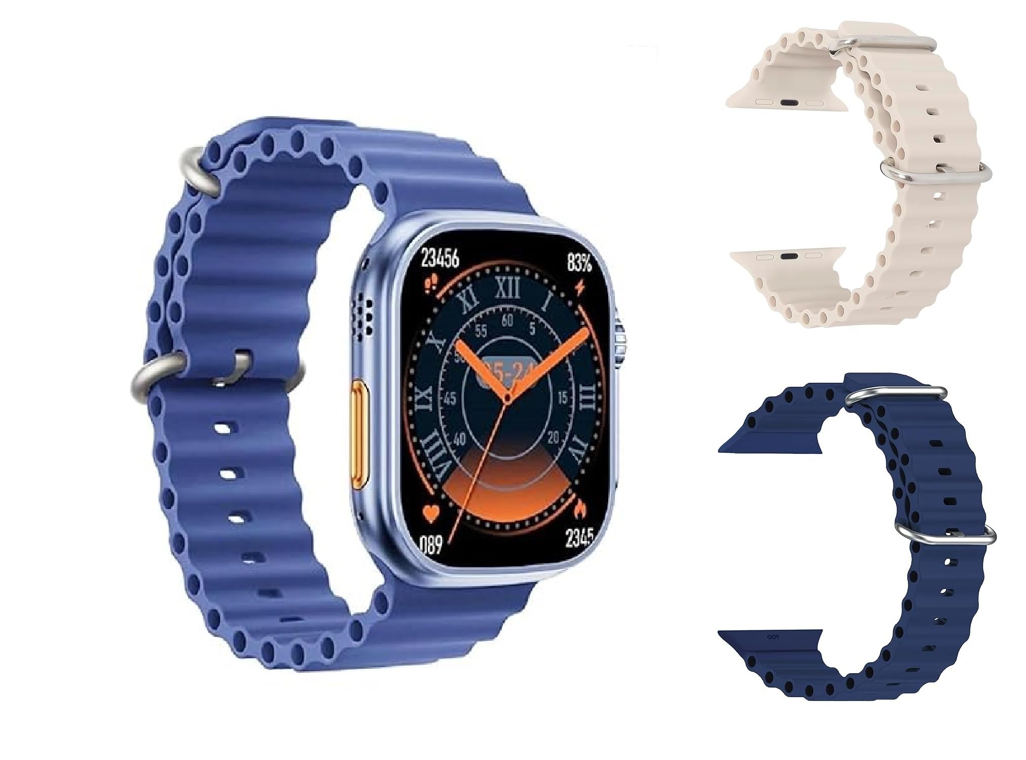 Fun Flickers T800 Ultra Biggest Display Smart Watch with Bluetooth Calling Smart Watch Wireless Magnetic Charger Fitness Hd Display Smartwatch (Free Size) with 2 Extra Watch Strap (Blue) (B0D9B1GRD3) Amazon Price History, Amazon Price Tracker
