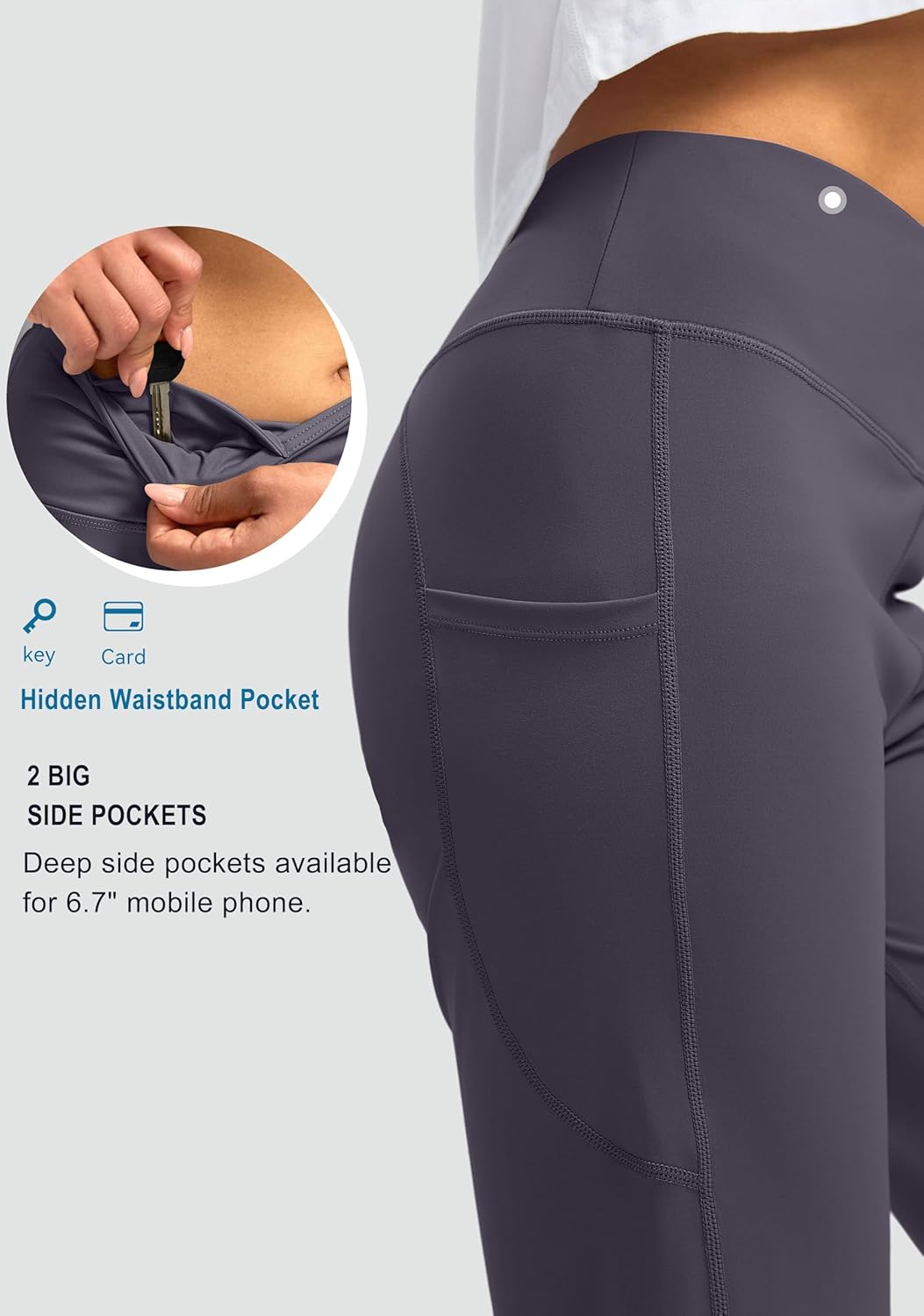 G Gradual Capri Pants for Women High Waist Workout Yoga Pants with Pockets Tummy Control Leggings Crop Straight - Image 5