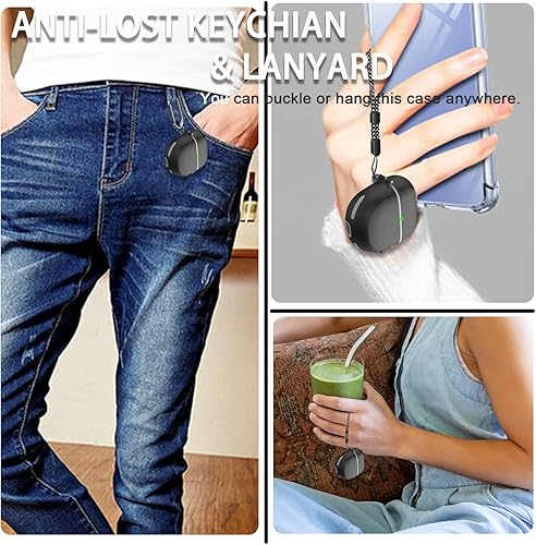 Miniatura 18 de Miimall Funda compatible con Bose QuietComfort Earbuds II, bloqueo seguro actualizado, llavero antipérdida, LED frontal visible, funda protectora