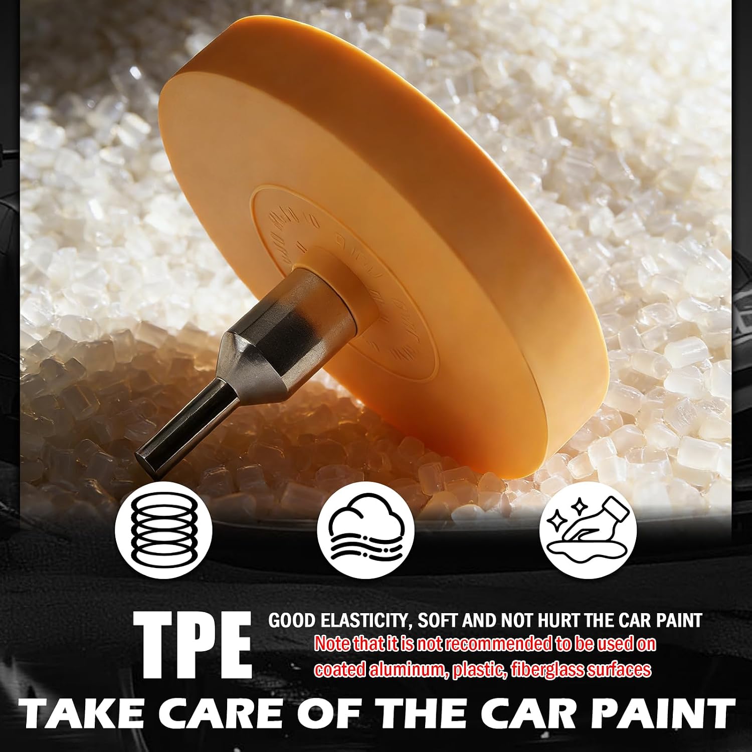 New Car Eraser Wheel for Drill,Non-damaging Car Decal Remover Wheel Kit for Vinyl Tapes with Sticker Remover Tool/Drill Adapter/Blade,Soft Eraser Wheels Adhesive Removers image 3