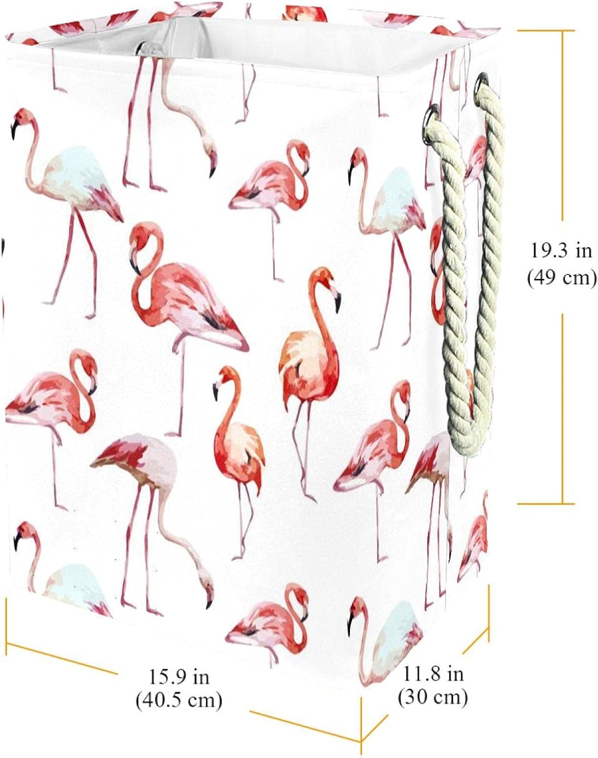 Elegant Pink Flamingos Large Laundry Hamper With Easy Carry Handle, Waterproof Collapsible Laundry Basket For Storage Bins Kids Room Home Organizer