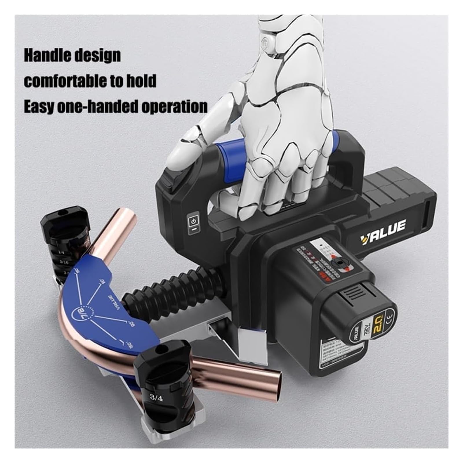 Dobladora eléctrica de tubos, herramienta de doblado de tubos de cobre, trinquete de refrigeración recargable, tubo de 1/4 a 3/4 pulgadas