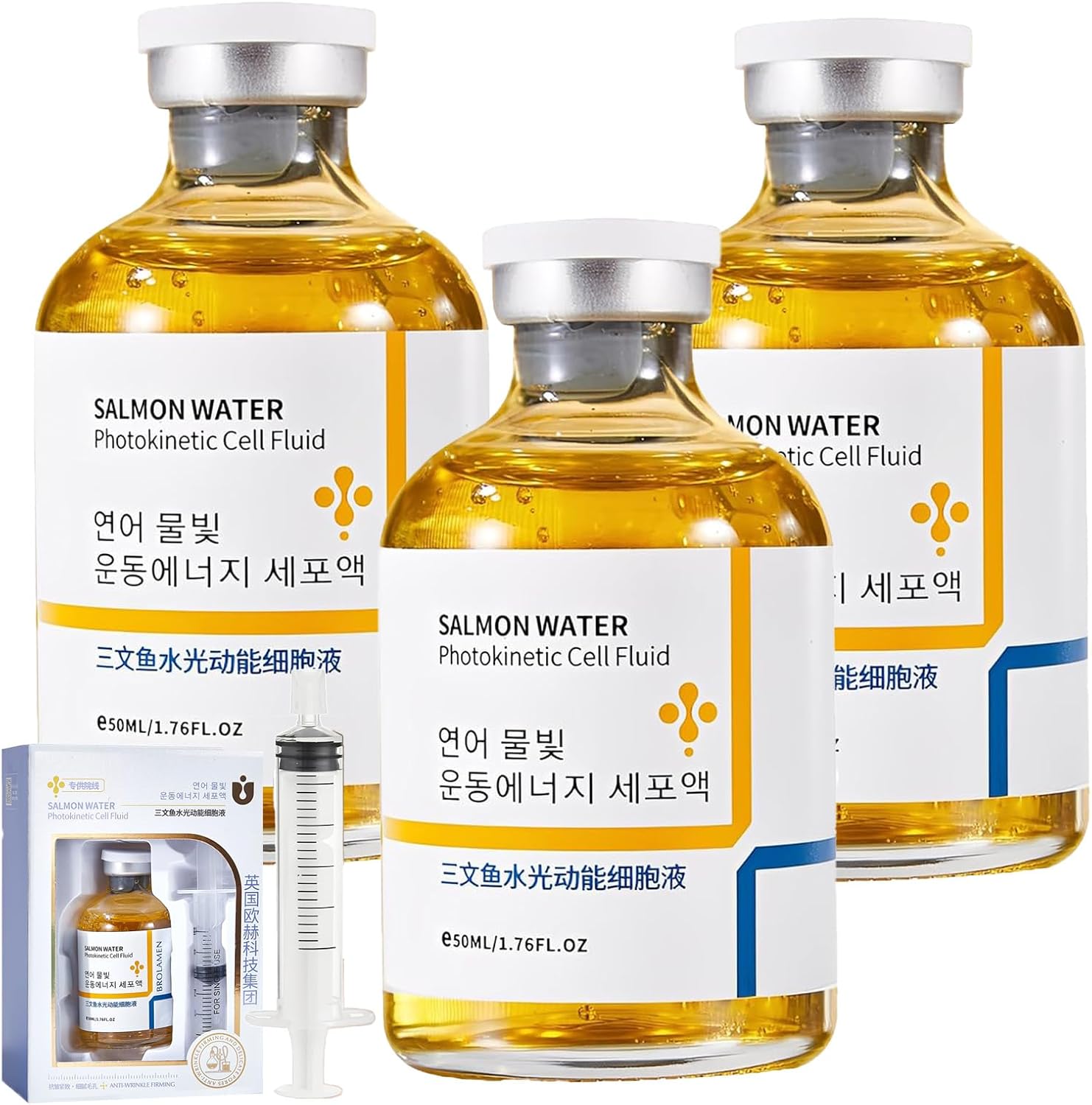 Salmon Anti-Wrinkle Serum,Support Skin Barrier Hydrates & Moisturizes Liftingand Firming For All Skin Types, 50ml,3pcs