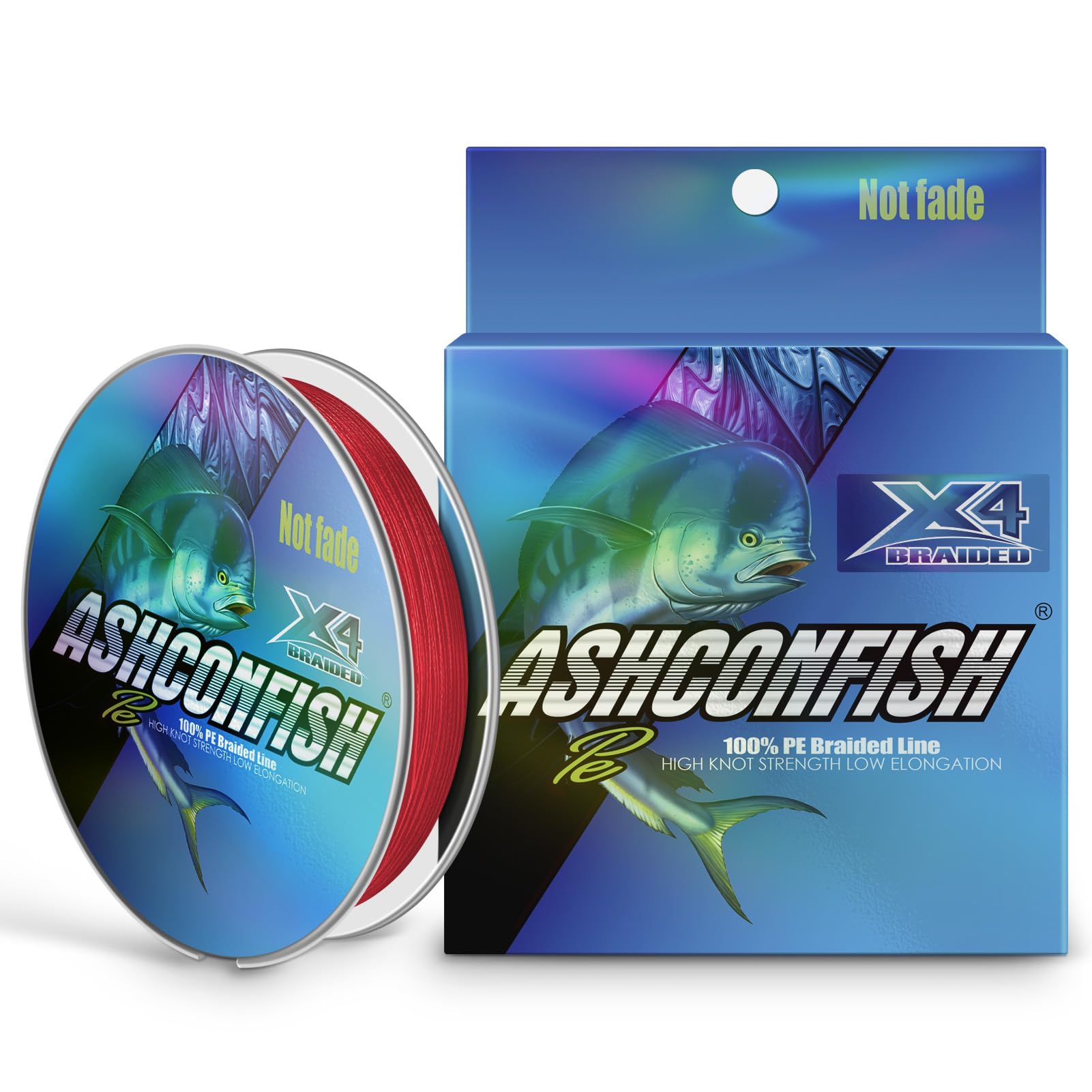 Ashconfish Braided Fishing Line- 4 Strands Super Strong PE Fishing Wire- 6lb to 100lb Test-100M/300M/500M/1000M(109Yards/328Yards/547Yards/1093Yards)-Abrasion Resistant - Zero Stretch-Multiple Colors