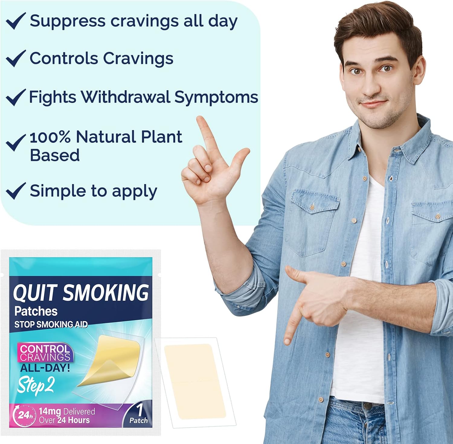Quit Smoking Patches Step 2 Stop Smoking Aids Patches, 30 Count Quit Smoking Stickers that Work with 2 Weeks, Anti Smoking Patches 14mg