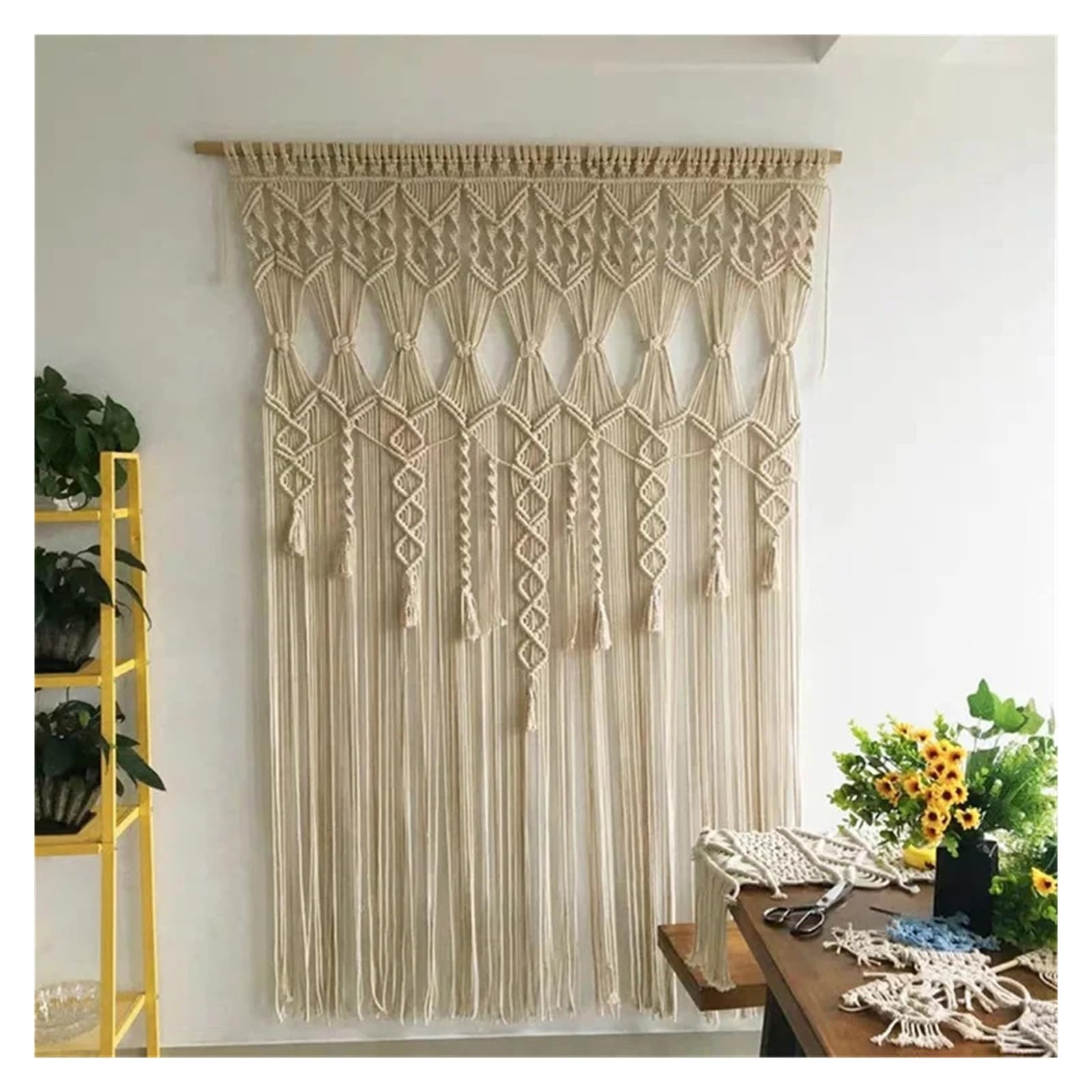 Rideau en macramé tissé à la Main, 1 pièce, Tapisserie Murale Suspendue for Porte et fenêtre pour Cuisine