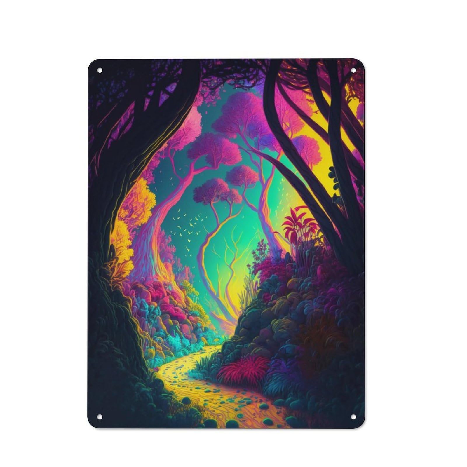 Junmoney Fantasy World Forest Metal Sign 40X30cm With For Workshop Wall, Rustic Decor, For Collectors Decorating Workshops And Hobby Rooms