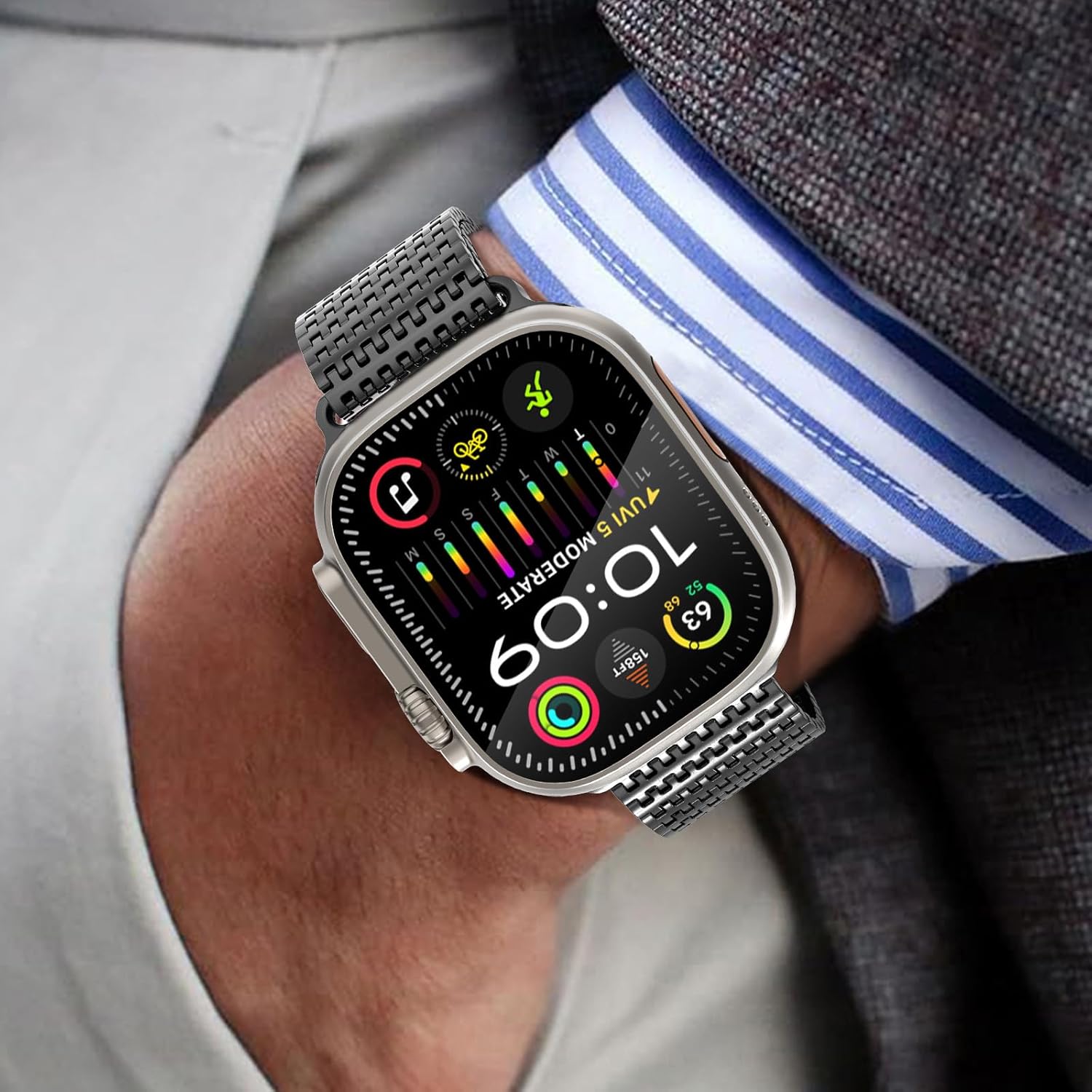 WINGLE Magnetic Mesh Loop for Apple Watch Band Ultra 3/2/1 Band 49mm 46mm 45mm 44mm 42mm 40mm 41mm 38mm Men Women, Stainless Steel Adjustable Metal Strap for iWatch Series 11 10 9 8 7 6 5 4 3 2 1 SE - Image 6