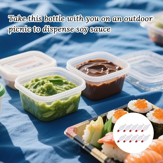 10Pcs 4ml Mini Soy Sauce Bottles, Fish-Shaped Mini Sushi Condiment Containers for Bento, Onigiri, Sashimi & Salads, Leak-Proof Soy Sauce Seasoning Dispensers