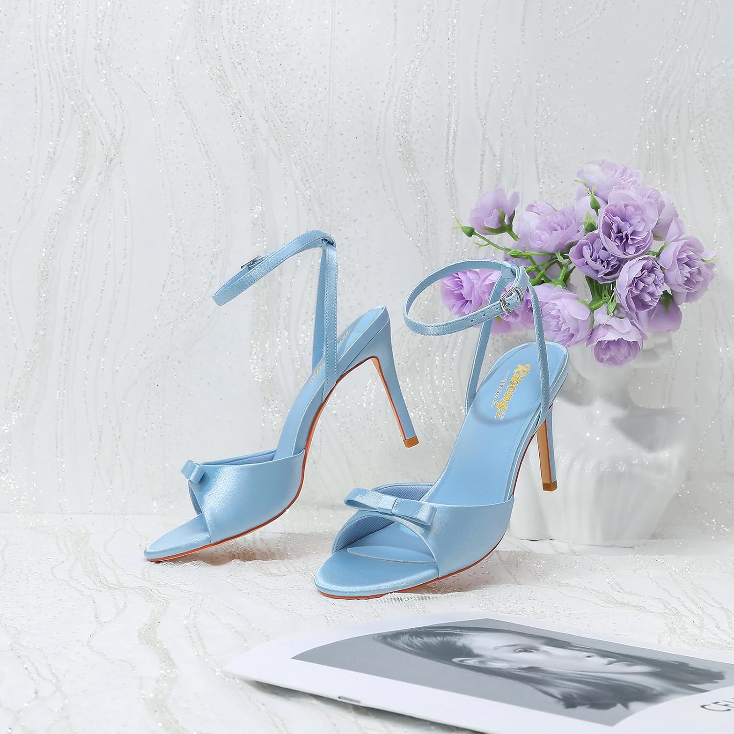 RIBONGZ Women's High Heels Round Open Toe Sexy Kitten Sandals Stiletto Heeled Pumps Ankle Strap Bridal Shoes with Bow Summer Wedding Party Casual Office Work - Image 8
